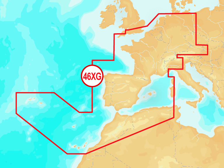Navionics: Nizozemí/Belgie/Francie/Španělsko/Portugalsko/Evropské řeky (46XG) CF