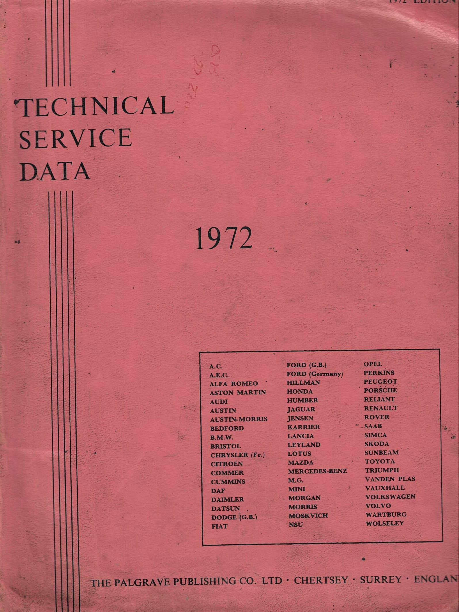 1971-1972 - Technical Service Data - Private cars, comm. vans, trucks & tractors