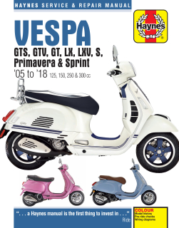 Vespa GT, GTS, GTV, LX, LXV, S, Primavera & Sprint 125 - 300 (05-18)