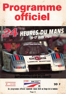 24 Heures du Mans 1984: Programme Officiel