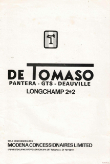 De Tomaso Panetra, GTS, Deauville, Longchamp 197x (Prospekt)