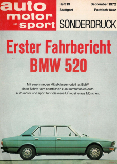 BMW 520 e12 AMS Sonderdruck 09/1972 (Prospekt)