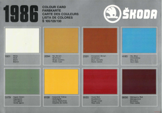 Škoda vzorník barev 1986 (Prospekt)
