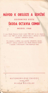 Škoda Octavia Combi 1968 - návod k obsluze a údržbě / servisní šek